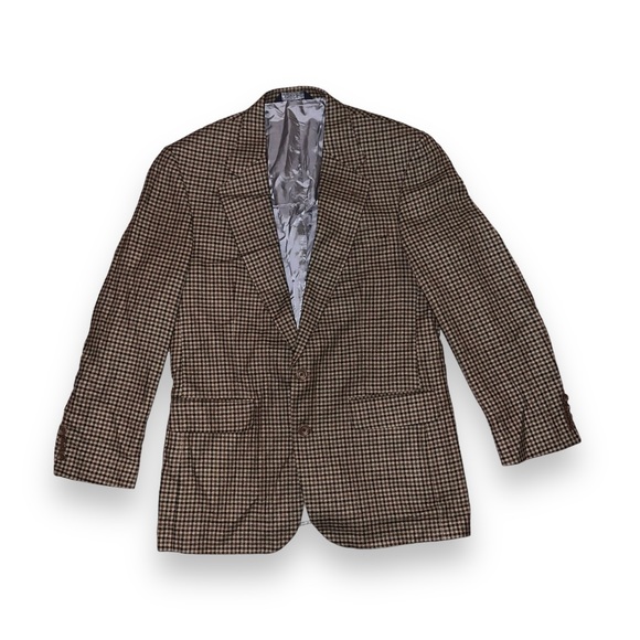 Lands’ End Sport Coat Blazer Silk Wool Jacket Men’s 42L Two Button Check USA - Picture 2 of 9